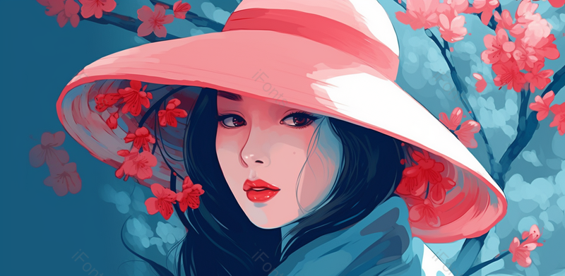 戴帽子女子手绘场景,插画/手绘图,插画/手绘图库,插画/手绘图下载,插画/手绘